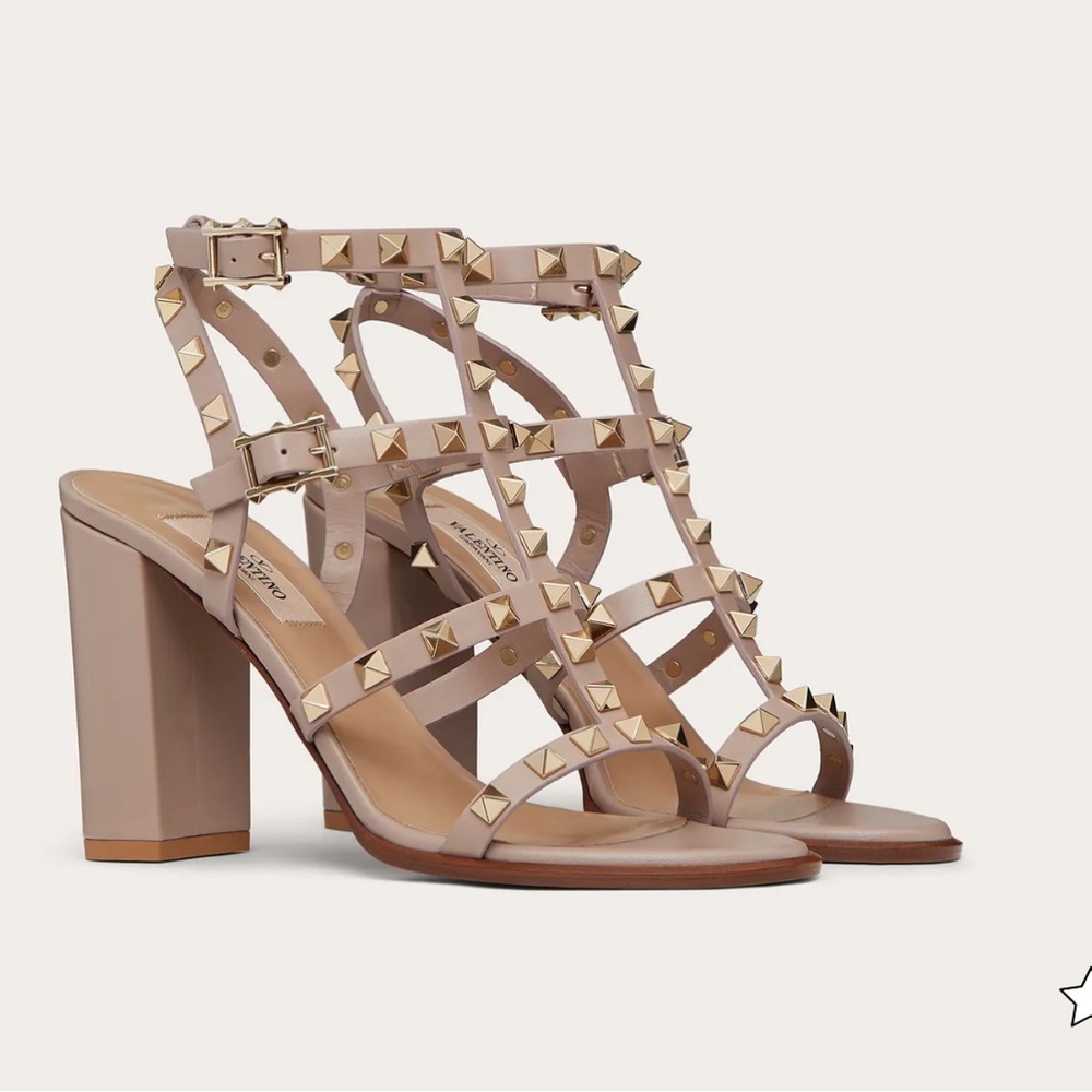 Valentino Garavani Beige Studded Heels - Picture 2 of 5